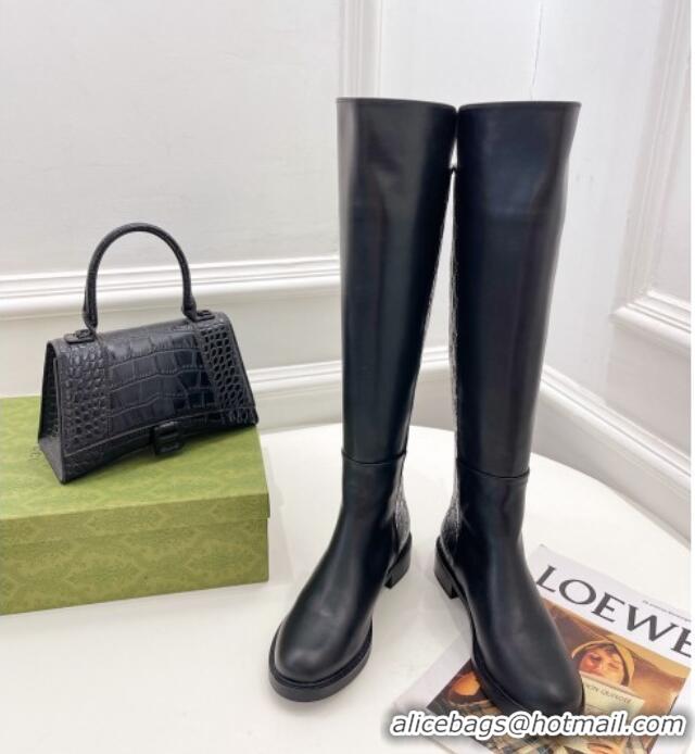 Best Price Gucci Leather High Boots 4cm 121429 Black