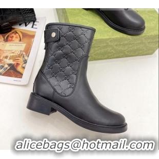 Top Grade Gucci Leather Ankle Boots 4cm 121430 Black