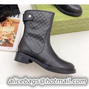 Best Product Gucci Leather Ankle Boots 4cm 121432 Black