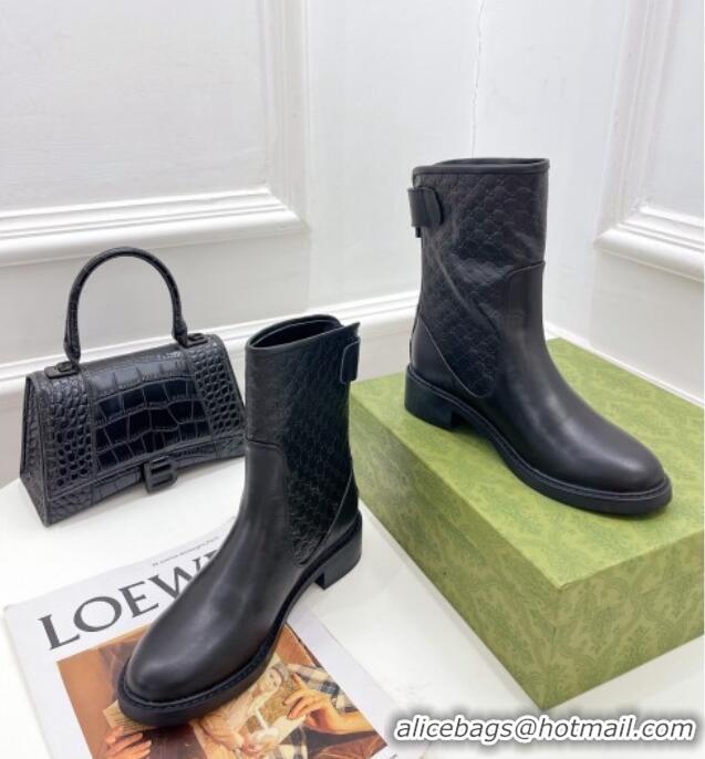 Best Product Gucci Leather Ankle Boots 4cm 121432 Black