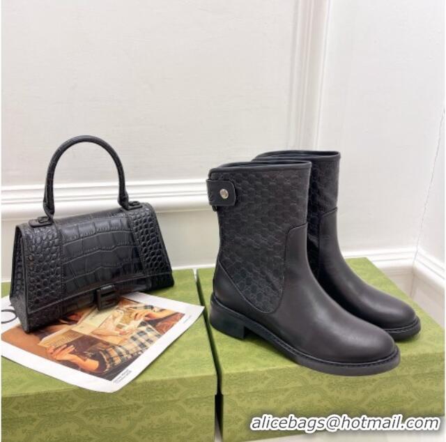 Best Product Gucci Leather Ankle Boots 4cm 121432 Black