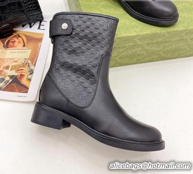 Best Product Gucci Leather Ankle Boots 4cm 121432 Black