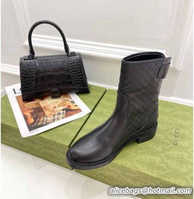 Best Product Gucci Leather Ankle Boots 4cm 121432 Black