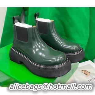 New Style Bottega Veneta Swell Brush Leather Ankle Boots Bottle 121436 Green/Black