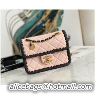 Good Product Chanel 22C New Woven Piping Square Original Leather Bag AS2495 PINK