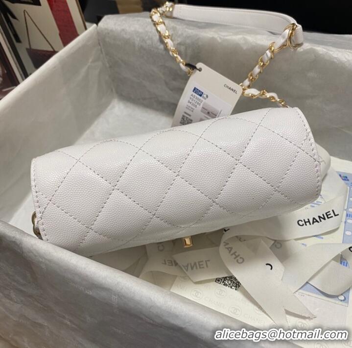 Buy Fashionable Chanel Flap Shoulder Bag Grained Calfskin AS3002 white