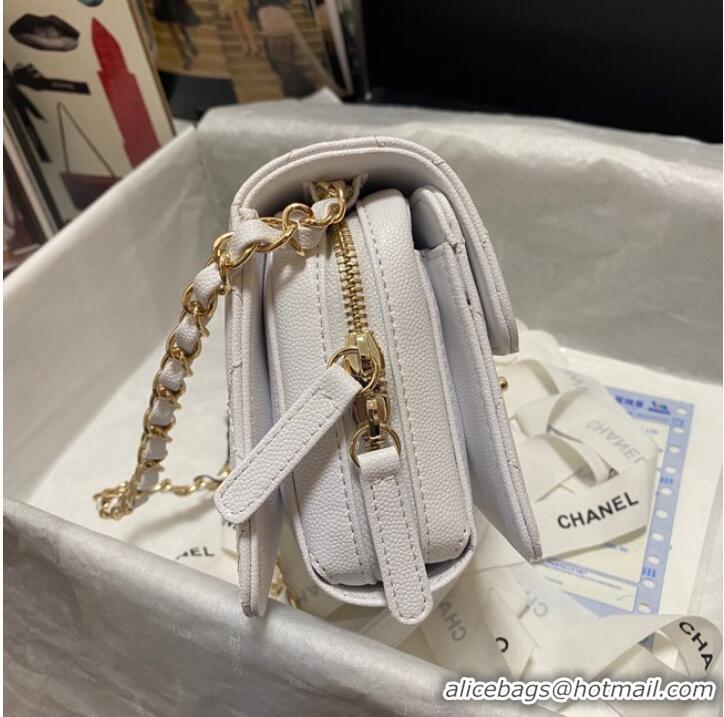 Buy Fashionable Chanel Flap Shoulder Bag Grained Calfskin AS3002 white