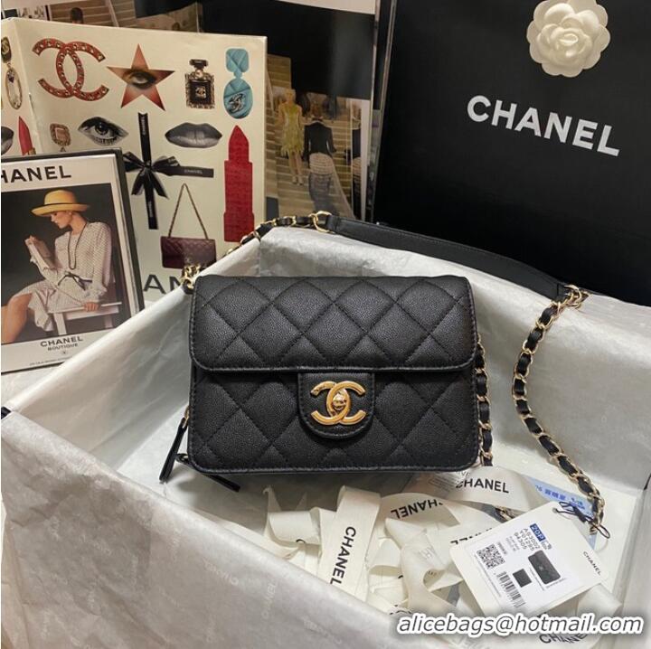 Luxurious Chanel Flap Shoulder Bag Grained Calfskin AS3002 black