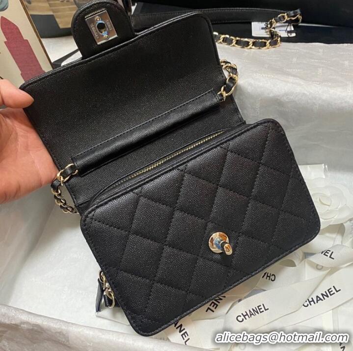 Luxurious Chanel Flap Shoulder Bag Grained Calfskin AS3002 black