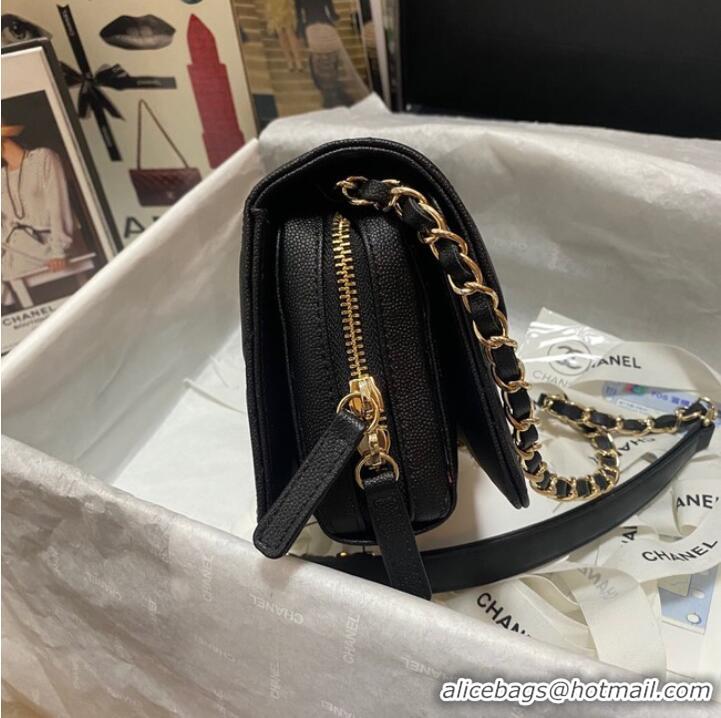 Luxurious Chanel Flap Shoulder Bag Grained Calfskin AS3002 black