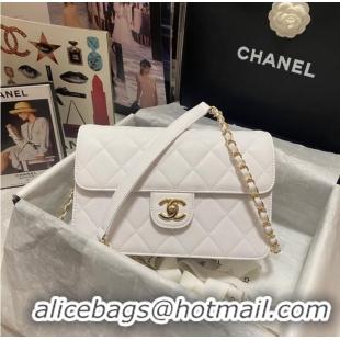 Refined Promotional Chanel Flap Shoulder Bag Grained Calfskin AS3003 white