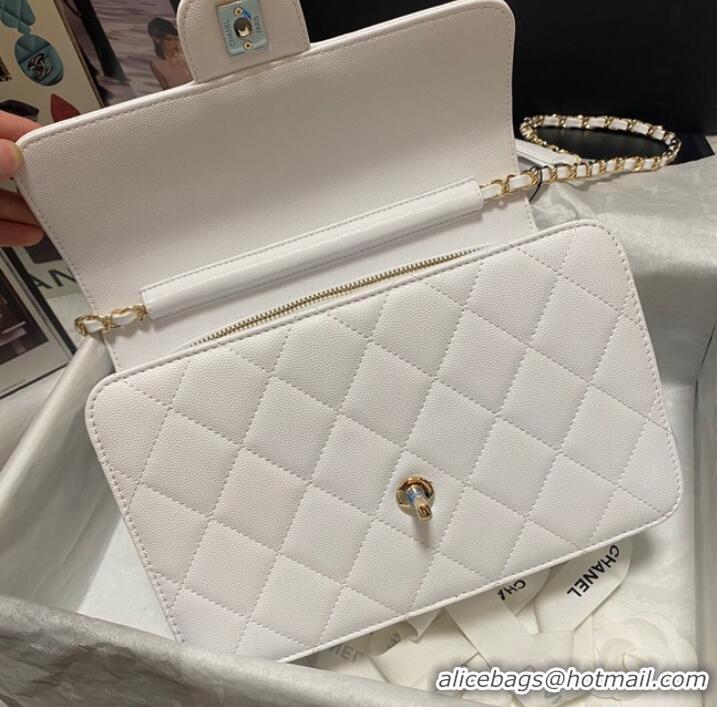 Refined Promotional Chanel Flap Shoulder Bag Grained Calfskin AS3003 white