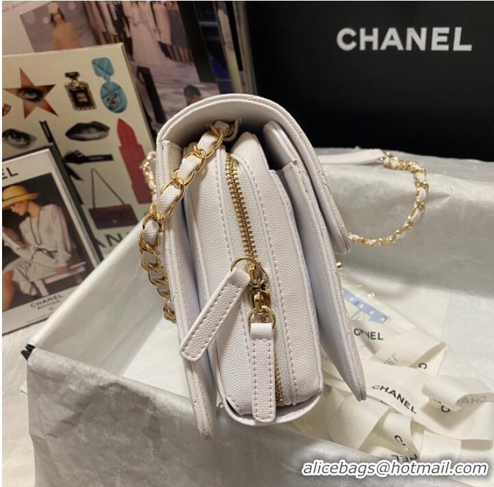 Refined Promotional Chanel Flap Shoulder Bag Grained Calfskin AS3003 white