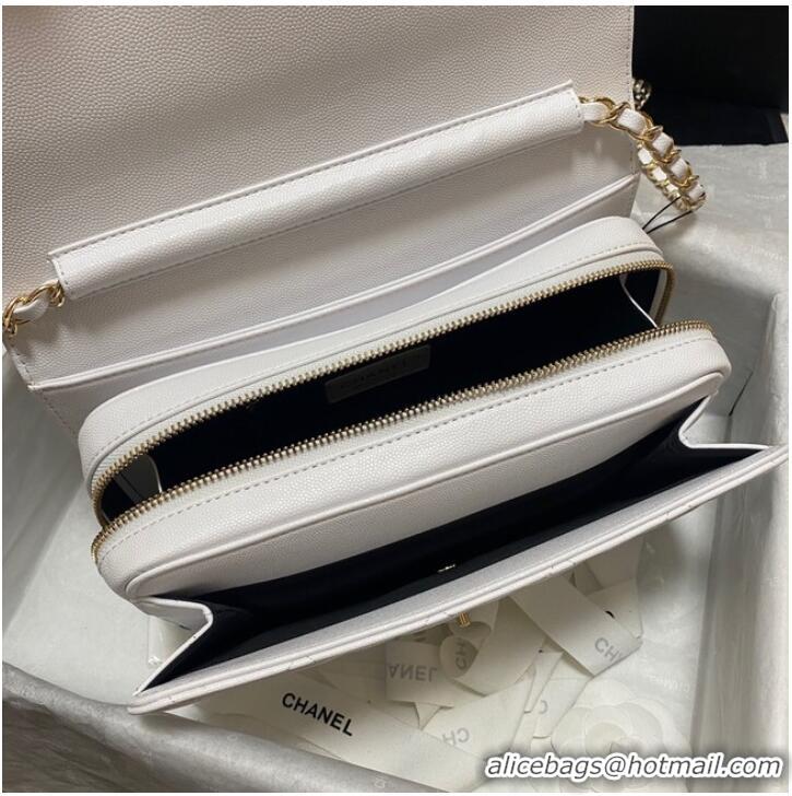 Refined Promotional Chanel Flap Shoulder Bag Grained Calfskin AS3003 white