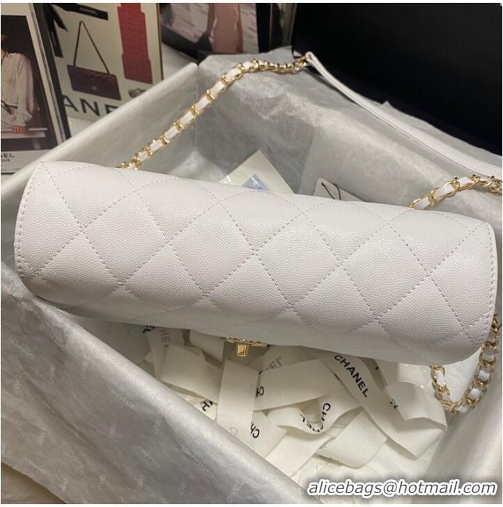 Refined Promotional Chanel Flap Shoulder Bag Grained Calfskin AS3003 white