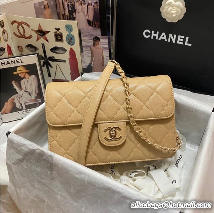 Well Crafted Chanel Flap Shoulder Bag Grained Calfskin AS3002 apricot