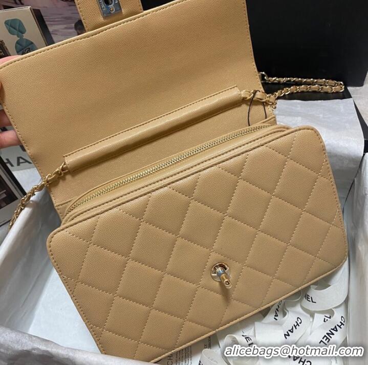 Well Crafted Chanel Flap Shoulder Bag Grained Calfskin AS3002 apricot