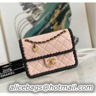 Modern Classic Chanel 22C New Woven Piping Square Original Leather Bag AS6075 pink