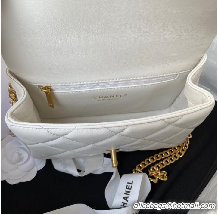 Buy Discount Chanel SMALL Lambskin FLAP BAG AS1792 white