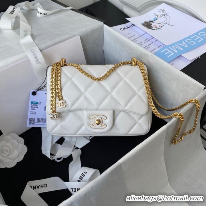 Buy Discount Chanel SMALL Lambskin FLAP BAG AS1792 white