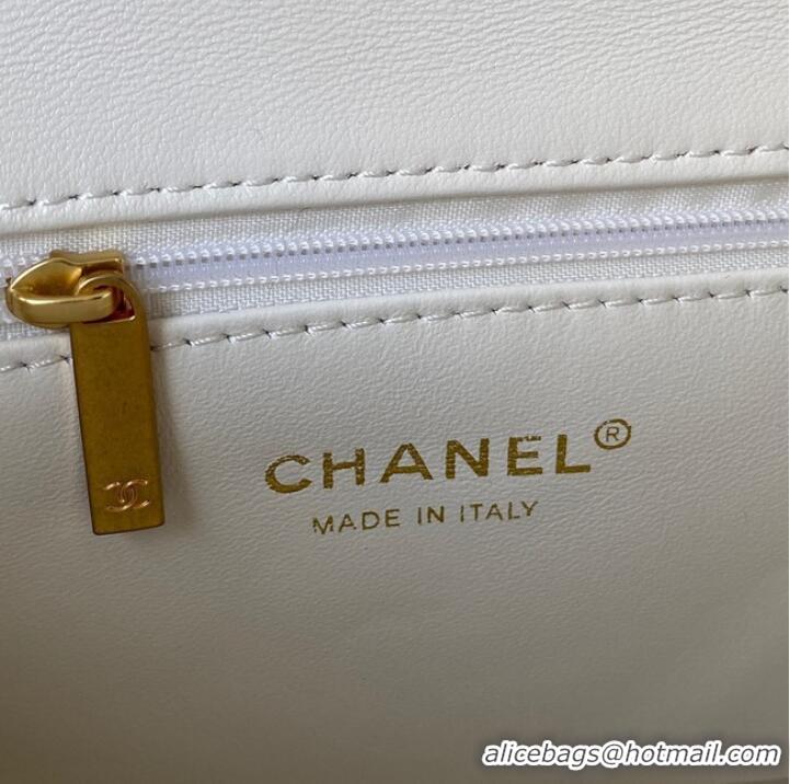 Buy Discount Chanel SMALL Lambskin FLAP BAG AS1792 white