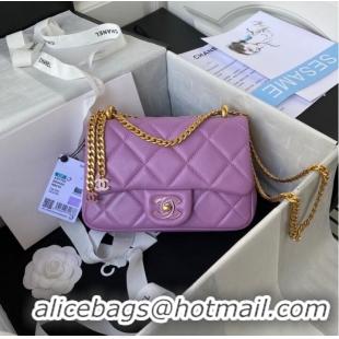 Good Product Chanel SMALL Lambskin FLAP BAG AS1792 purple