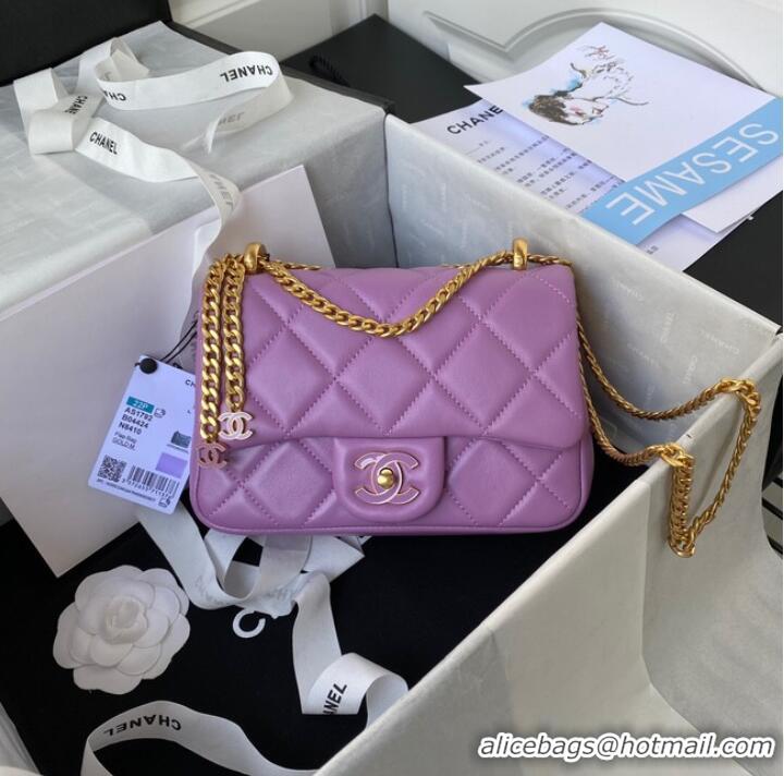 Good Product Chanel SMALL Lambskin FLAP BAG AS1792 purple