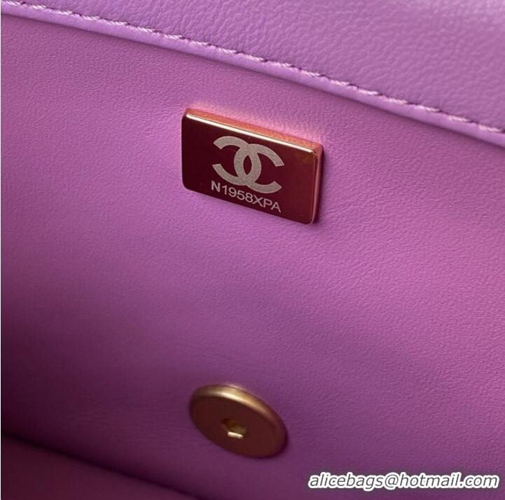 Good Product Chanel SMALL Lambskin FLAP BAG AS1792 purple