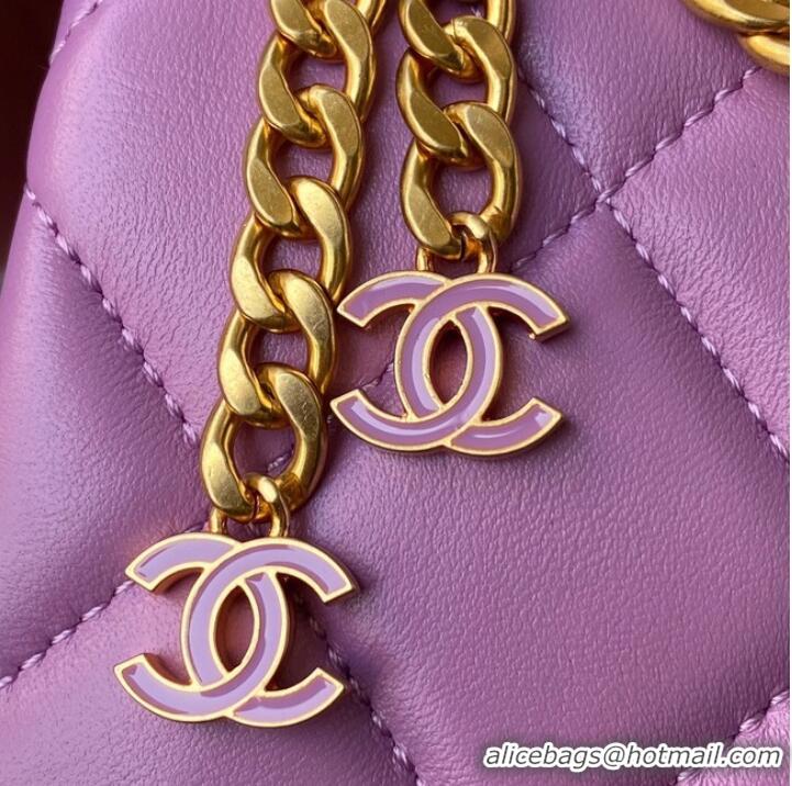 Good Product Chanel SMALL Lambskin FLAP BAG AS1792 purple