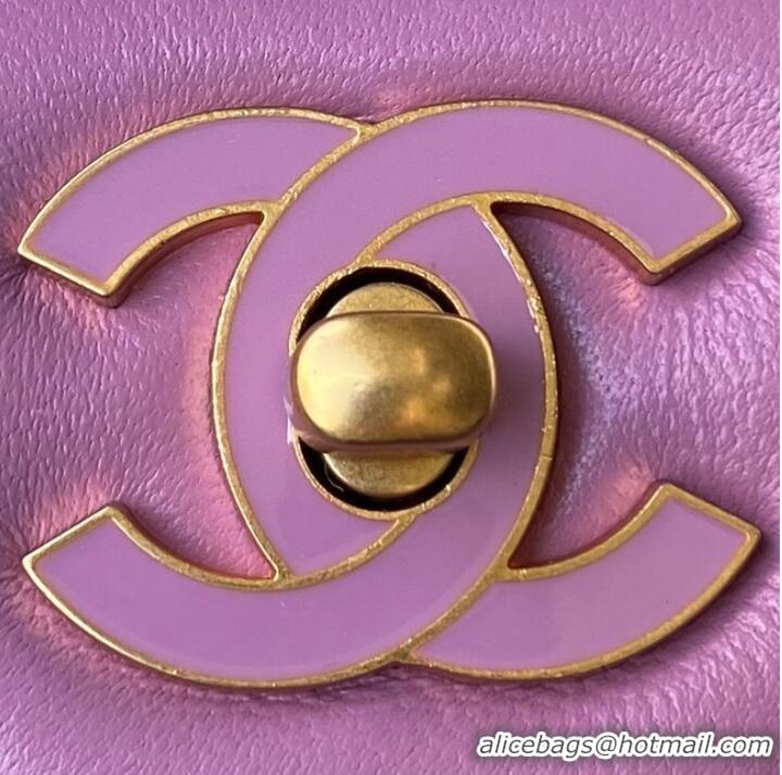 Good Product Chanel SMALL Lambskin FLAP BAG AS1792 purple