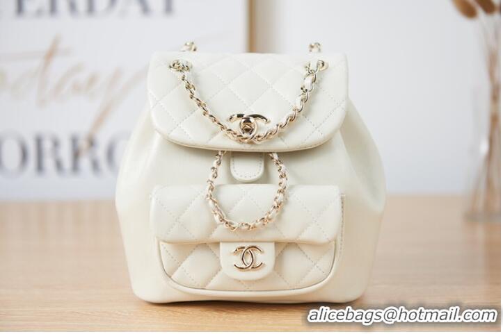 Hot Style Chanel Backpack Sheepskin Original Leather AS2908 white