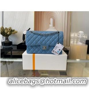 Classic Chanel 2.55 Original Leather Flap Bag 1112 Light Blue with Silver Hardware