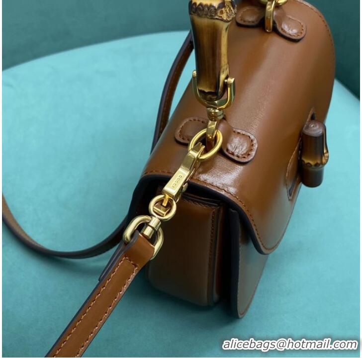 Buy Fashionable Gucci Mini top handle bag with Bamboo 686864 brown