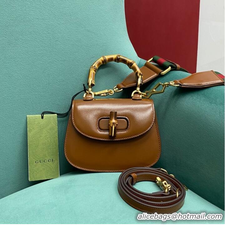 Buy Fashionable Gucci Mini top handle bag with Bamboo 686864 brown