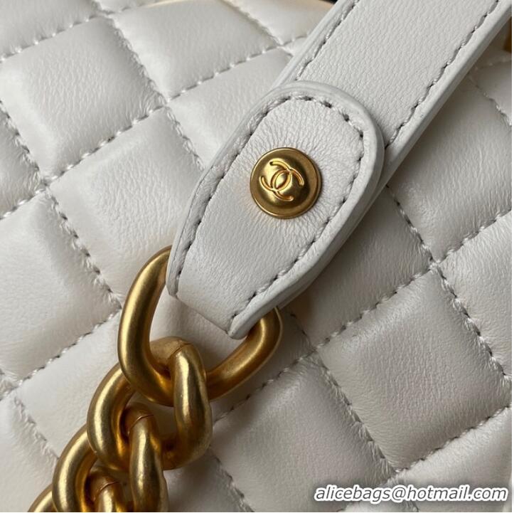 Most Popular SMALL BOY CHANEL HANDBAG Gold-Tone Metal A67085 WHITE