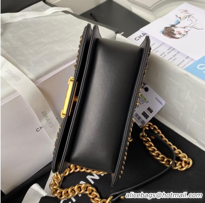 Modern Classic SMALL BOY CHANEL HANDBAG Gold-Tone Metal A67085 BLACK