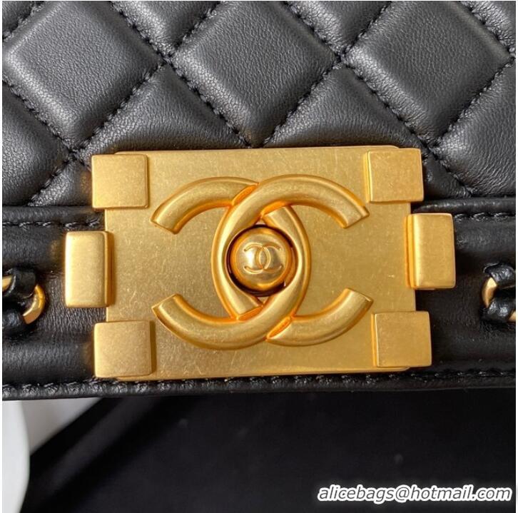 Modern Classic SMALL BOY CHANEL HANDBAG Gold-Tone Metal A67085 BLACK