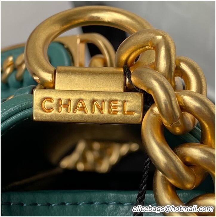 Crafted SMALL BOY CHANEL HANDBAG Gold-Tone Metal A67085 GREEN