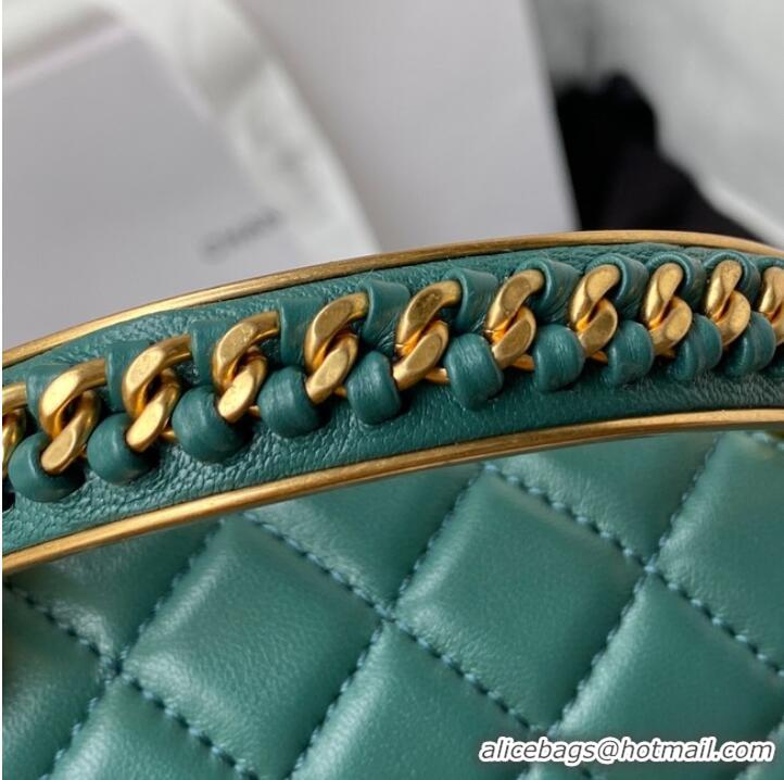 Crafted SMALL BOY CHANEL HANDBAG Gold-Tone Metal A67085 GREEN