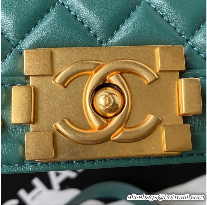 Crafted SMALL BOY CHANEL HANDBAG Gold-Tone Metal A67085 GREEN