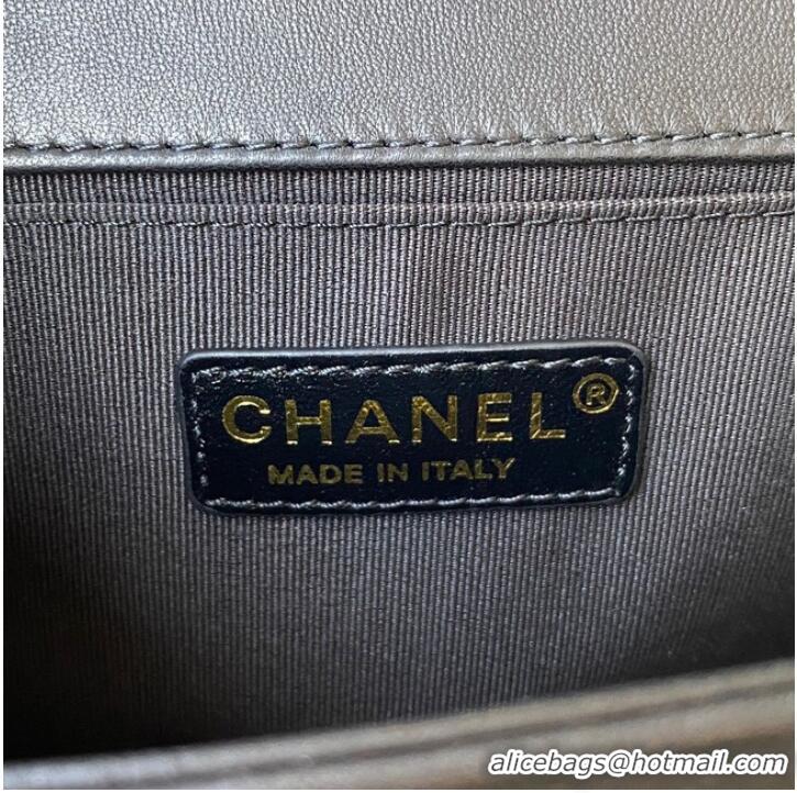 Grade Quality BOY CHANEL HANDBAG Gold-Tone Metal A67086 BLACK