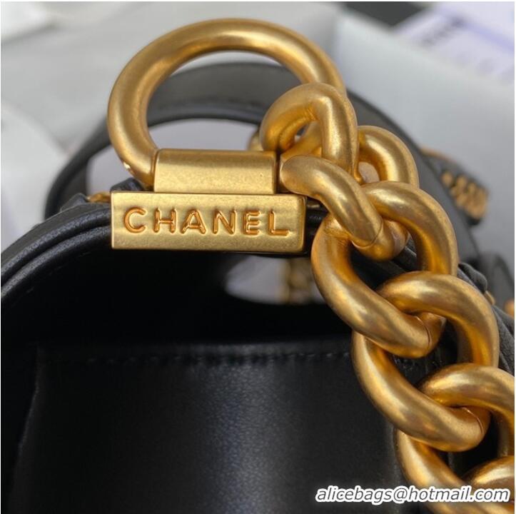 Grade Quality BOY CHANEL HANDBAG Gold-Tone Metal A67086 BLACK