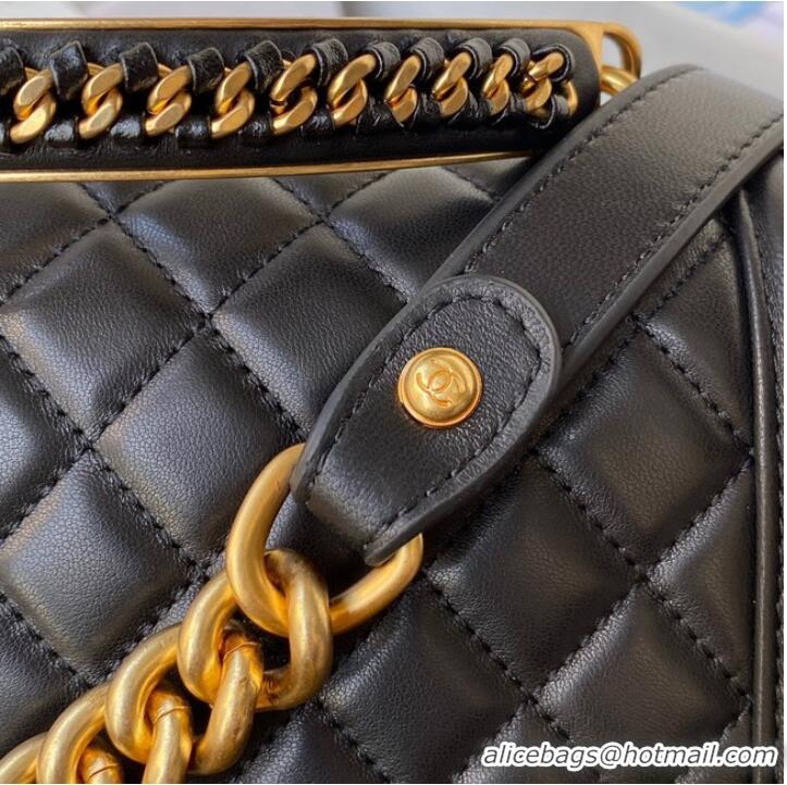 Grade Quality BOY CHANEL HANDBAG Gold-Tone Metal A67086 BLACK