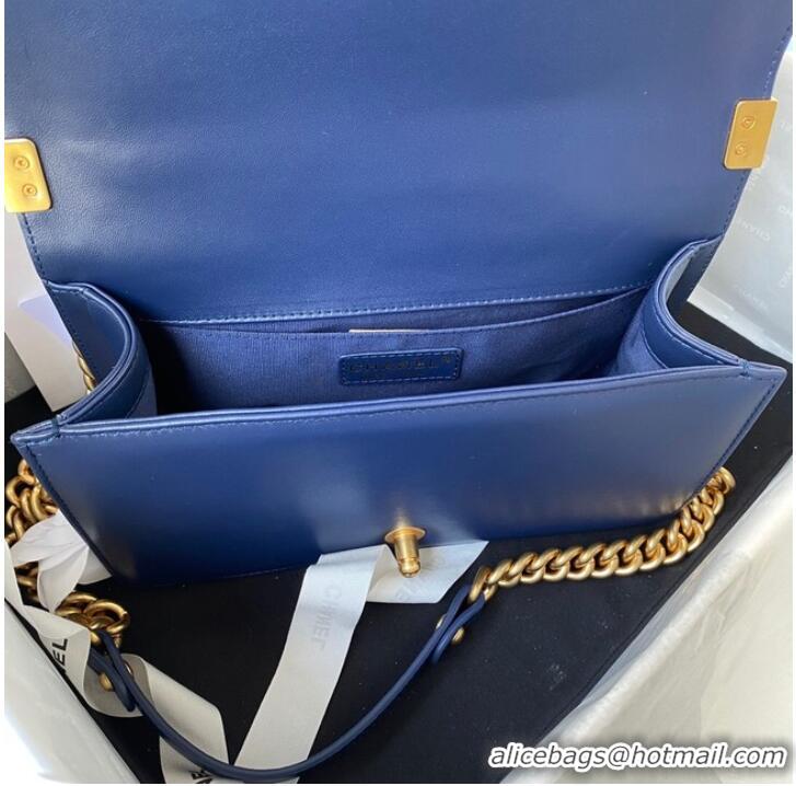 Affordable Price BOY CHANEL HANDBAG Gold-Tone Metal A67086 dark blue