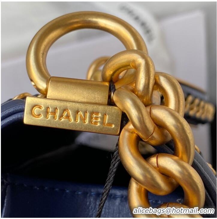 Affordable Price BOY CHANEL HANDBAG Gold-Tone Metal A67086 dark blue