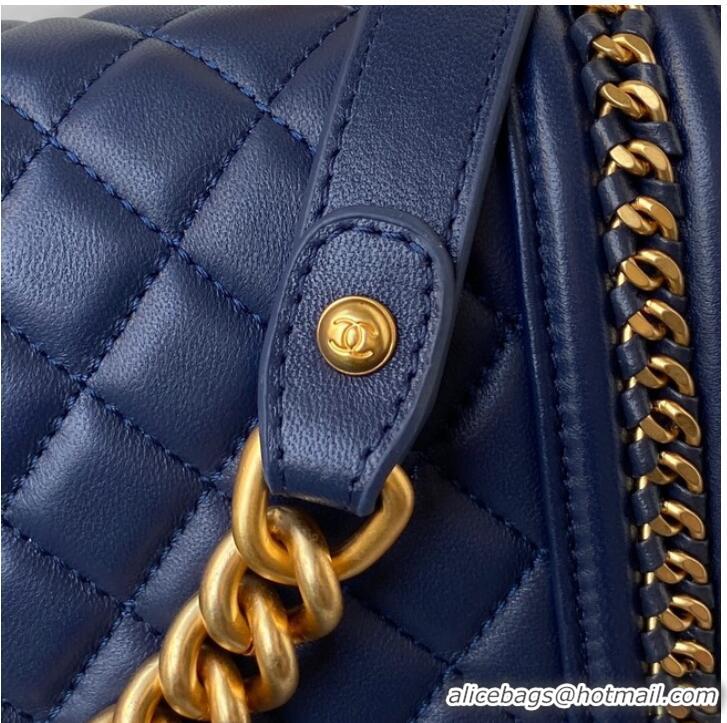 Affordable Price BOY CHANEL HANDBAG Gold-Tone Metal A67086 dark blue