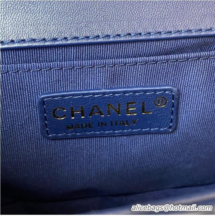 Affordable Price BOY CHANEL HANDBAG Gold-Tone Metal A67086 dark blue