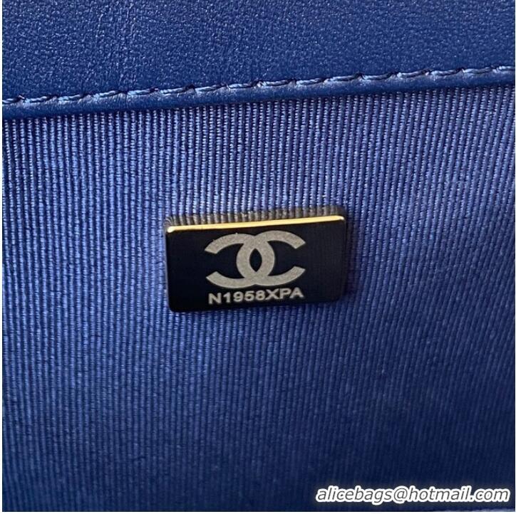 Affordable Price BOY CHANEL HANDBAG Gold-Tone Metal A67086 dark blue