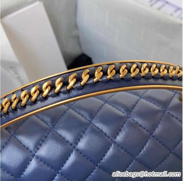 Affordable Price BOY CHANEL HANDBAG Gold-Tone Metal A67086 dark blue