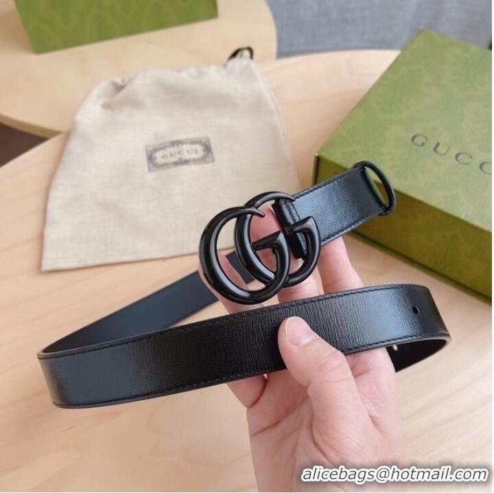 Famous Brand Gucci-ID BELT Raspberry Smooth Calfskin 30 MM B0112UM BLACK